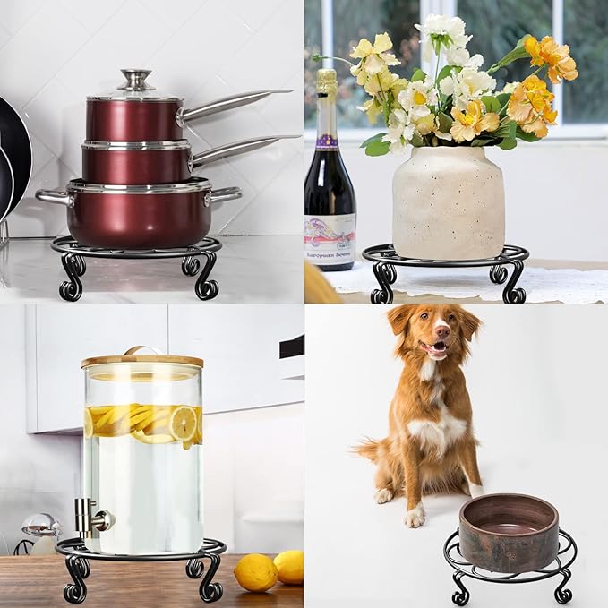 Yimobra 2 Pack Plant Stand for Flower Pot Heavy Duty Potted Holder Indoor Outdoor Metal Rustproof Iron Garden Container Round Supports Rack for Planter (11.8Inches, Black)