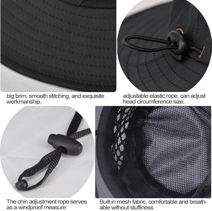 Fishing Hat, UPF50+ Wide Brim Sun Hat for Men Women, UV Protection Hiking Beach Bucket Hats Summer Safari Hat