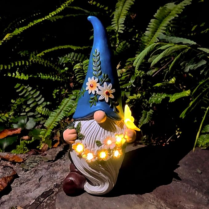 DKJOCKY Funny Garden Gnomes Gifts for Women, Solar Gnomes Decorations for Yard, Garden Oranments Outdoor Gardening Birthday Gifts for Women Mom Grandma Wife