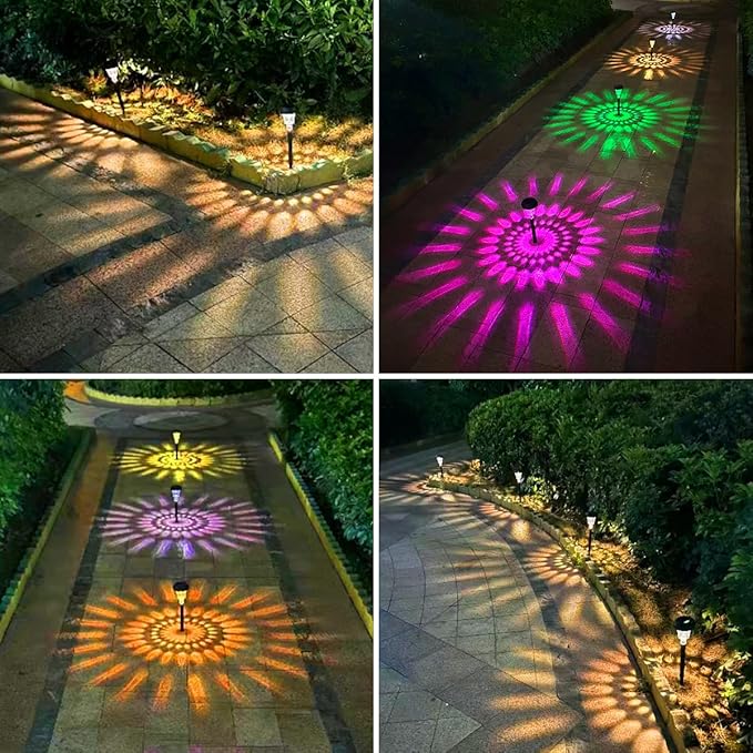 Solar Pathway Lights Outdoor 12 Pack Color Changing, LED Solar Outdoor Lights, IP65 Waterproof Solar Powered Garden Light for Walkway Yard Lawn Decorative(Multicolor&Warm White)