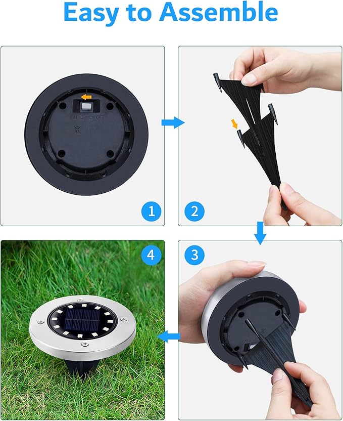 Biling Solar Ground Lights Outdoor 8 Packs, Bright 12 LEDs Solar Lights Outdoor Waterproof, Flat Landscape Lights Solar Powered for Yard Walkway Garden Driveway (White)