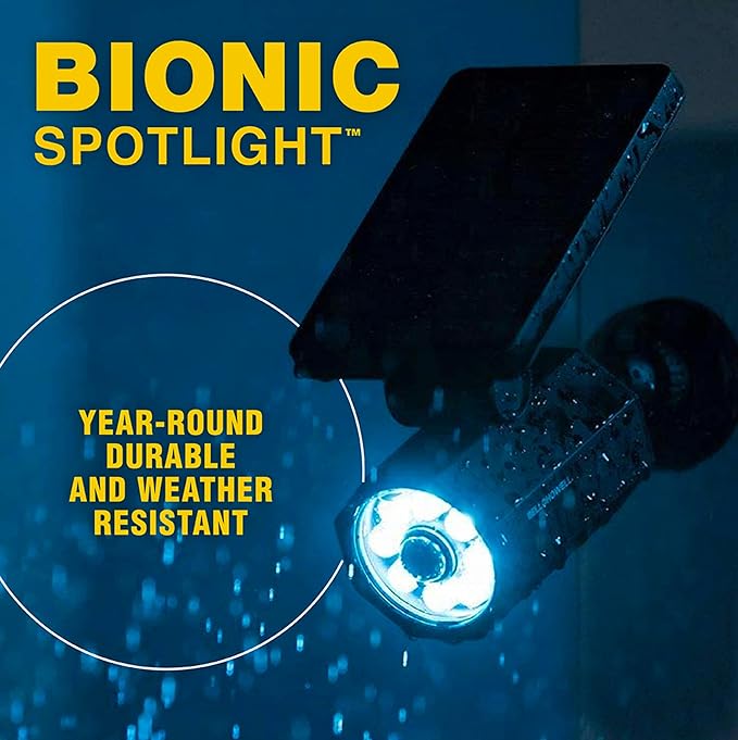 Bell+Howell Bionic Spotlight Motion Solar Spot Lights Outdoor Waterproof, Solar Landscape Lights, Outdoor Solar Yard Lights Weather Resistant, Super Bright LED Lights, for Garden, Lawn As Seen On TV