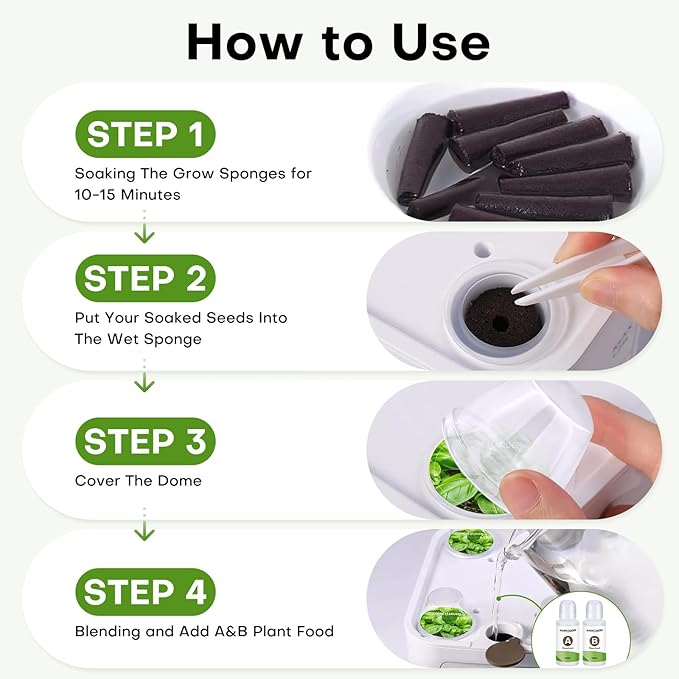 Ahopegarden 50pcs Hydroponic Pods Kit: Compatible with AeroGarden Herb Kits with 50 Grow Sponges; 50 Pods Lable, Highly Breathable - Indoor Garden Kit Supplies for Most Brands