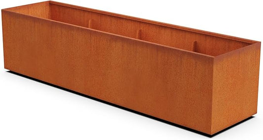Corten Steel Planter Rectangle Outdoor Metal Garden Box Heavy Duty | Made in USA | Fully Assembled