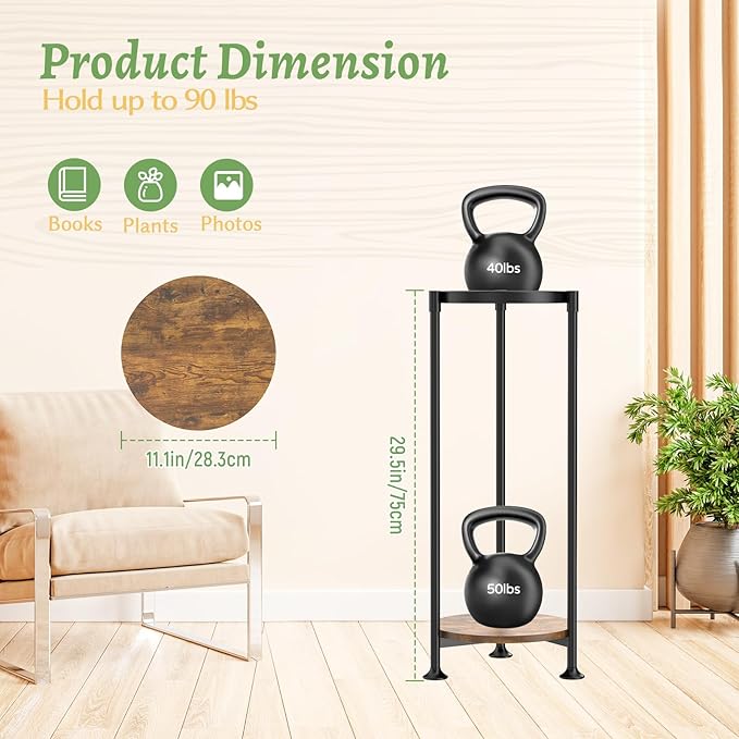KMOTASUO 2 Tier Plant Stands Indoor, 30 Inch Tall Metal Corner Plant Stand, Modern Flower Shelf Pot Holder Planter Display Rack for Living Room Balcony Patio Garden(Black)