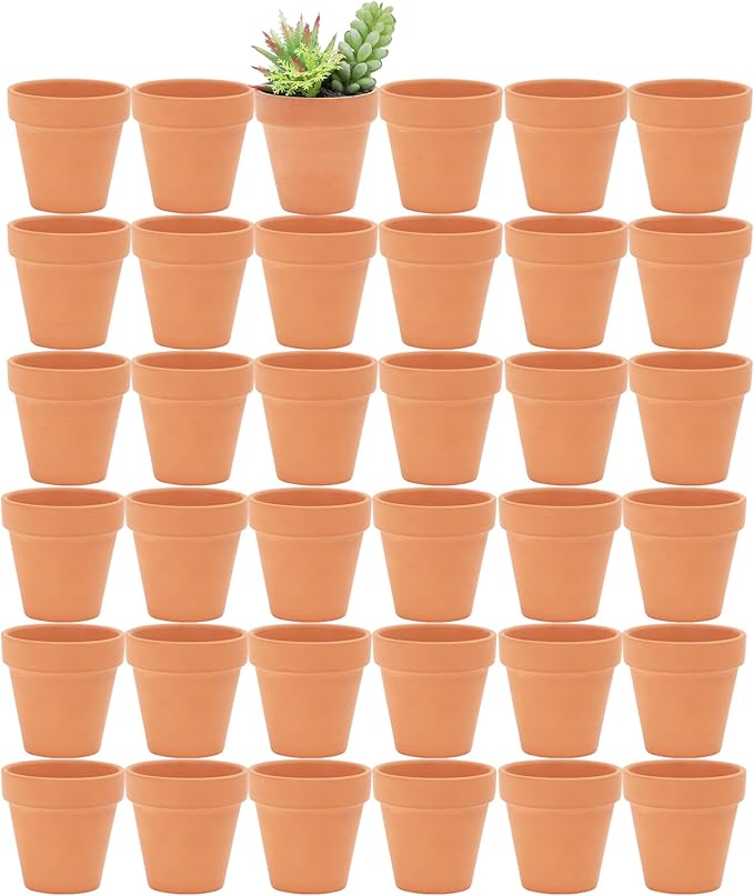 Yishang 2.5 inch Terracotta Pots with Drainage Holes,Small Mini Clay Ceramic Pottery Planter,Cactus Flower Terra Cotta Pots,Succulents Nursery Pots for Indoor/Outdoor Plants,Crafts,Wedding-36 Pack