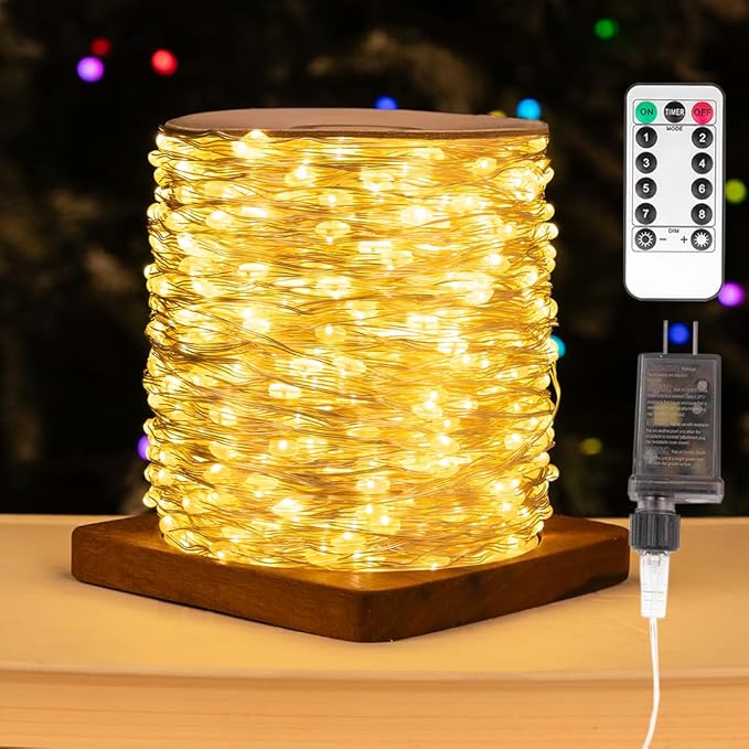 Fairy Lights Plug in,400FT 1200 LEDs Waterproof Led String Lights,Twinkle Light with 8 Modes Remote for Outdoor Indoor Christmas Wedding Birthday Garden Party Decorations,Warm White