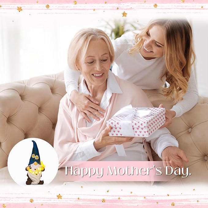 DKJOCKY Funny Garden Gnomes Gifts for Women, Solar Gnomes Decorations for Yard, Garden Oranments Outdoor Gardening Birthday Gifts for Women Mom Grandma Wife