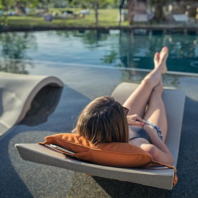 Ledge Lounger - Signature Chaise - Inside Pool & Sun Shelf Lounge Chair - Designed for Shallow Shelves Up to 9” - Compatible with All Pool Types - Poolside & Sun Deck Tanning - Set of 2 - Sandstone