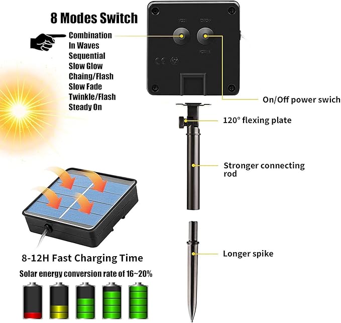 Solar Rope Light 3 Pack 39 FT 100 LEDs IP65 Waterproof Outdoor LED ‎Solar Outdoor Lights for Party Garden Yard Home Wedding Christmas Halloween Holiday Tree Decoration Lighting(3 Pack)