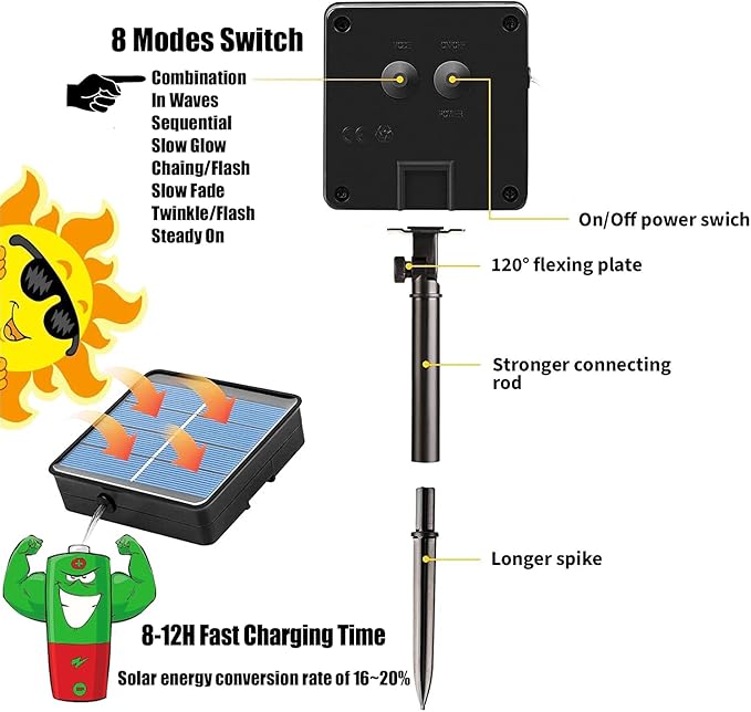 Solar Rope Light Waterproof IP65 39FT 100LEDs Outdoor LED ‎Solar Outdoor Lights for Party Garden Yard Home Wedding Christmas Halloween Holiday Tree Decoration Lighting