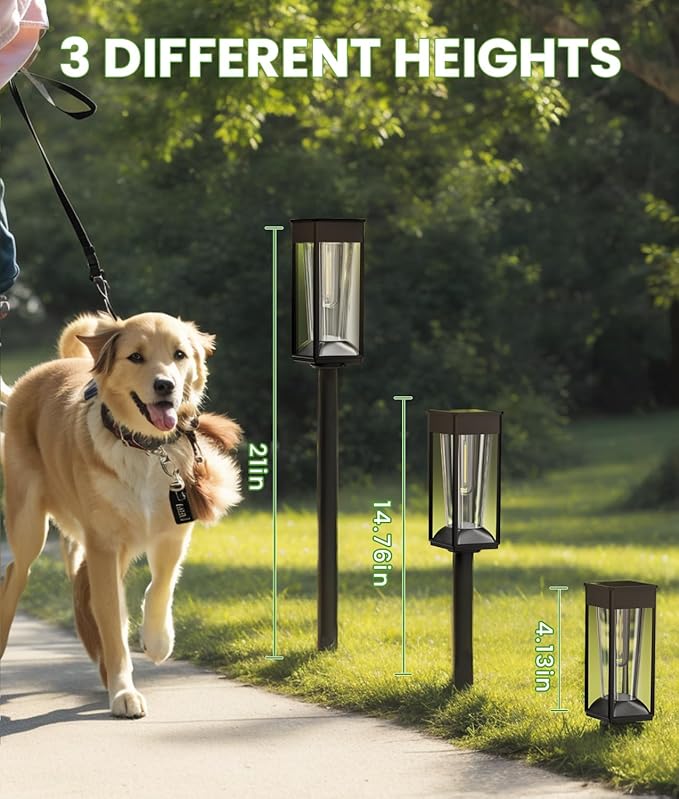 Bright Solar Lights Outdoor 4 Pack, 2-in-1 Warm&Cool Solar Pathway Lights Waterproof IP65, Auto On/Off, Long Lasting Outdoor Light for Yard Patio Garden Decor Landscape Lighting