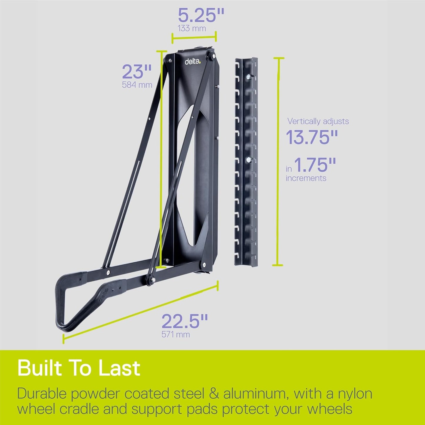 Pivot Bike Storage Rack by Delta Cycle - Bike Rack Garage Wall Mount Swivels to Save Space - No Lifting Required Vertical Bike Rack - Indoor Bike Storage Wall Hanger Holds Up to 100 lbs