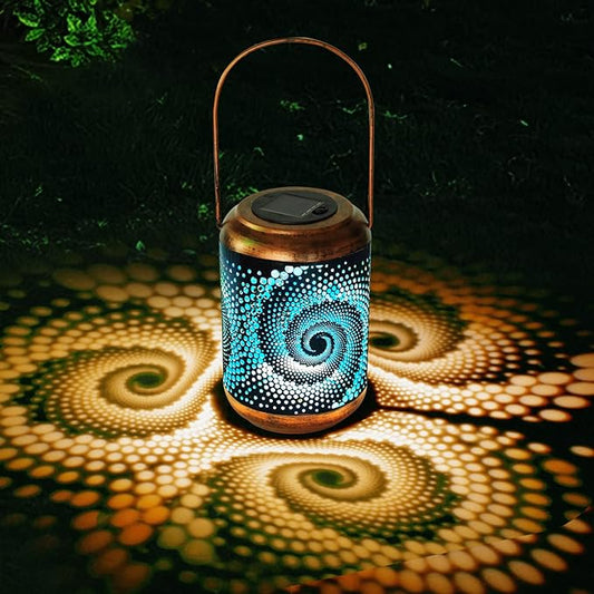 Solar Lanterns Outdoor Hanging Lantern Metal Waterproof LED Lantern with Solar Powered Garden Patio Decorations Decor Lantern with Handle Christmas Gift Idea