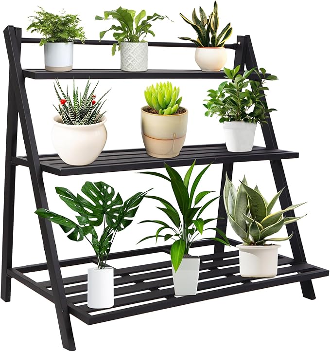 Aluminum Plants Shelf Outdoor, Multiple Flower Holder Rack, Metal Plant Stands Home Decor for Balcony Living Room Patio Garden (3-Tier)
