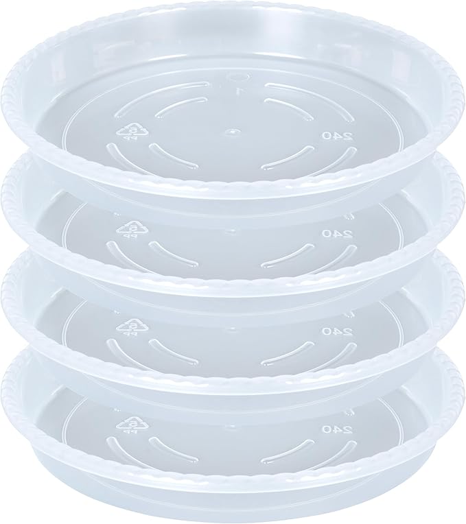 Plant Saucer 4 Pack of 16 inch, Clear Plastic Flower Plant Pot Saucer, Heavy Duty Plant Drip Trays Saucers for Indoor, Plant Water Tray for Planters