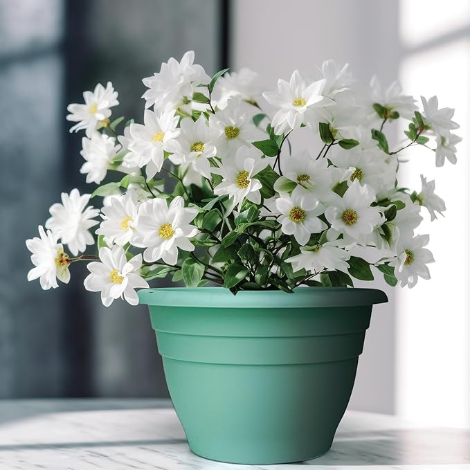 Plant Pots Set of 5, 10 Inch Round Flower Pots, Thickened Plant Planters with Drainage Holes, Garden Pots for Indoor Outdoor (Sky Blue)