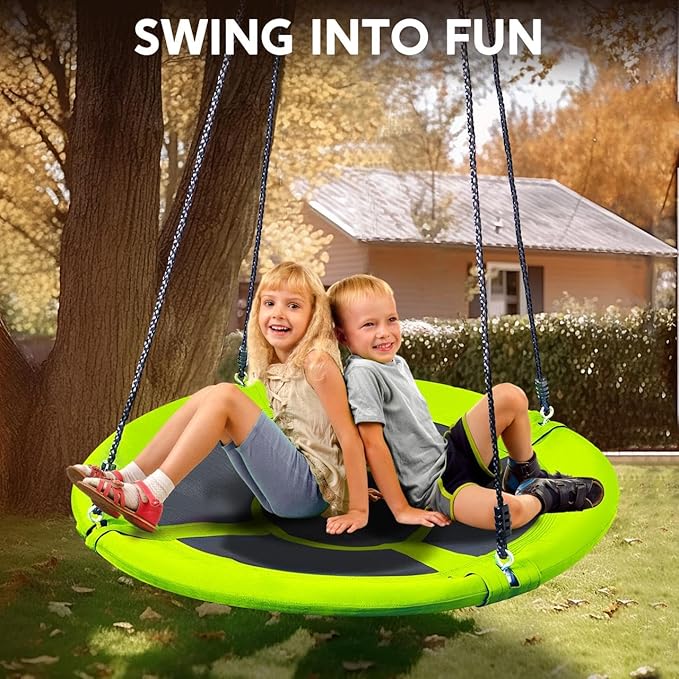 TURFEE Swing for Outdoor Swing Set - Pack of 1 Swing Seat Replacement Kit with Heavy Duty Chains - Backyard Swingset Playground Accessories for Kids (Green)