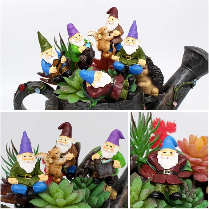 Garden Miniature Gnomes Set of 5PCS,Happy Life Gift for Outdoor Fairy Garden Yard Lawn Décor