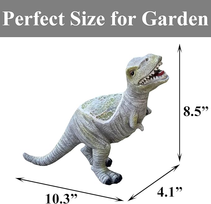 Outdoor Solar Statue Garden Decor, Dinosaur Garden Statues Outdoor Patio Lawn, Balcony Decoration, Solar Garden Outdoor Dinosaur Statues with LED Lights, Unique Gifts for Women