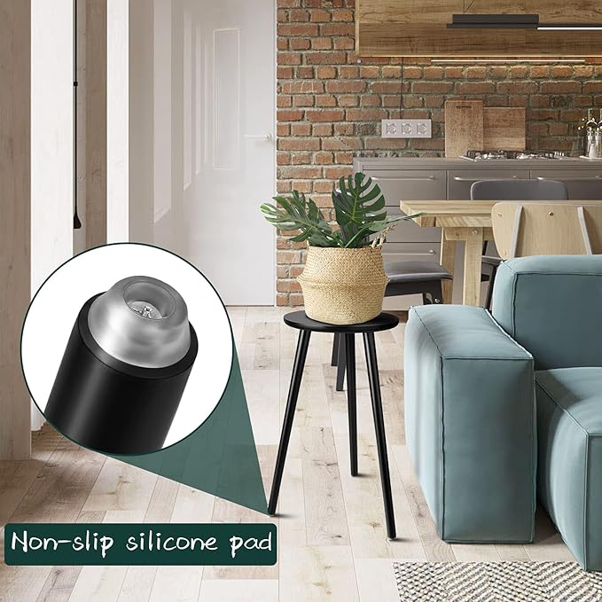 Uneedem Indoor Plant Stand Wood Mid Century Plant Stand for Indoor Plants, Modern Plant Table, 20.5" Tall Plant Holder Stand for Flower Pots, Small Round Side Table, End Table Black