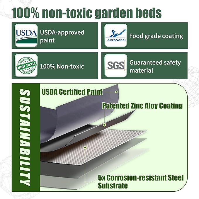 Raised Garden Bed 5x2x1.4 Ft Planter Box for Outdoor - Zinc-Aluminum-Magnesium Stainless Steel Durable Metal Garden Beds Kit for Vegetables, Flowers, Herbs and Succulents (Deep Grey)