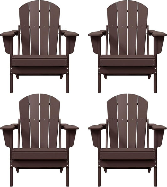 Westin Outdoors Laguna WO Home Furniture Adirondack Chair 4 PC Set Classic Outdoor Patio Folding Chair for Bon Fire Pit Lawn Backyard Beach Plastic Weather-Resistant (Dark Brown)