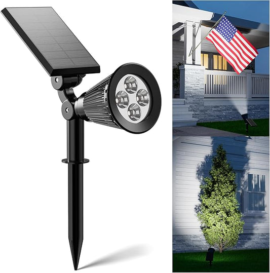 Solar Spot Lights Outdoor Waterproof for Flag, Palm Tree, Pole, Sign, Statue, Mailbox, Bright LED Outside Landscape Flood Spotlights for Accent Uplighting Yard, Garden, House, Backyard, Patio