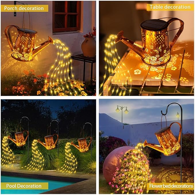 Solar Watering Can Lights, Unique Owl Gardening Gifts for Mom Women Grandma Birthday, Waterproof Large Hanging Solar Lantern for Outdoor Garden Patio Yard Pathway