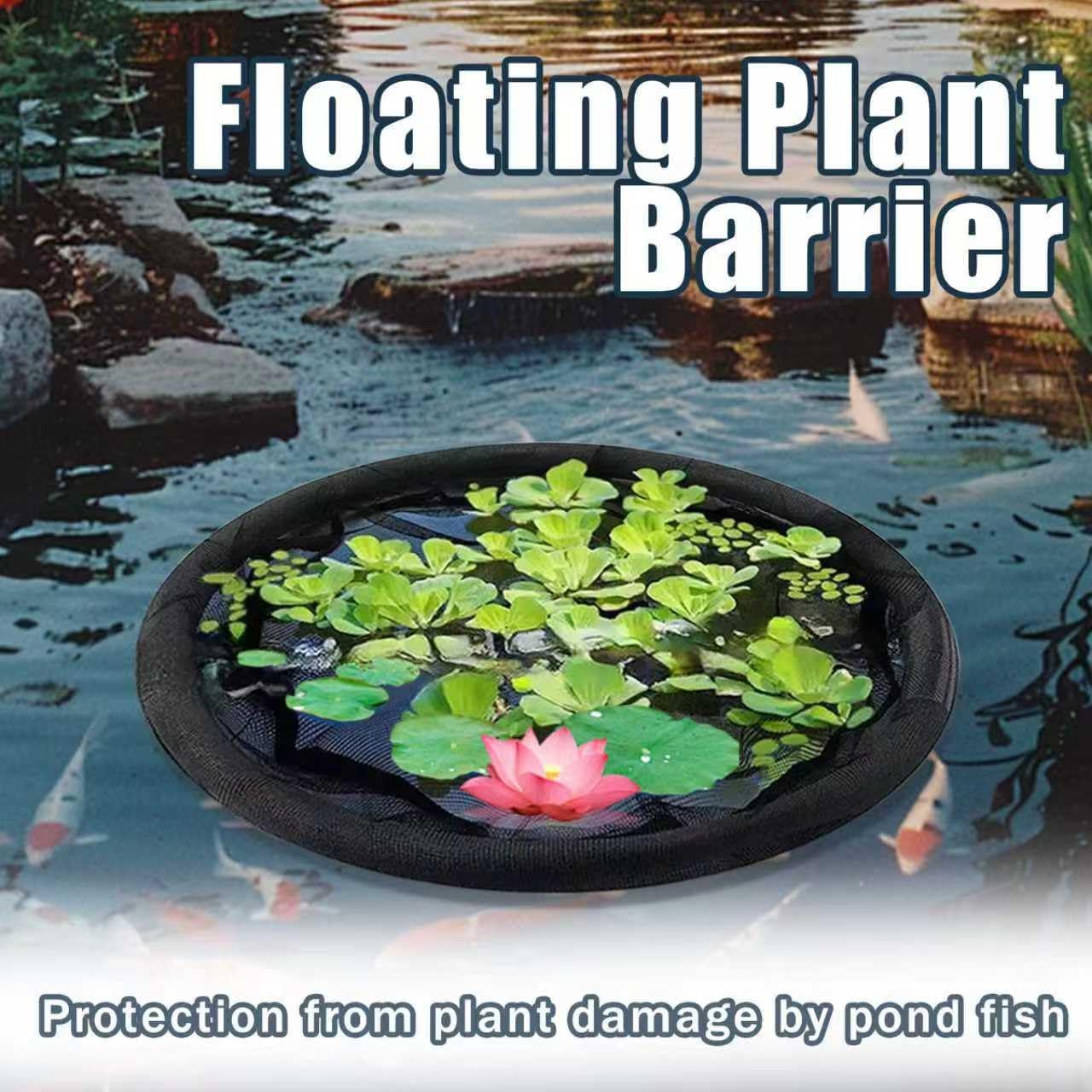 2Pack Round Floating Flora Fish Barrier-31.5Inch Black Pond Plant Protector, Floating Island/Planter Pond,UV Resistant Net to Shield Floating Plant(Lotus/Water Lilies)from Koi, with Waterproof Gloves