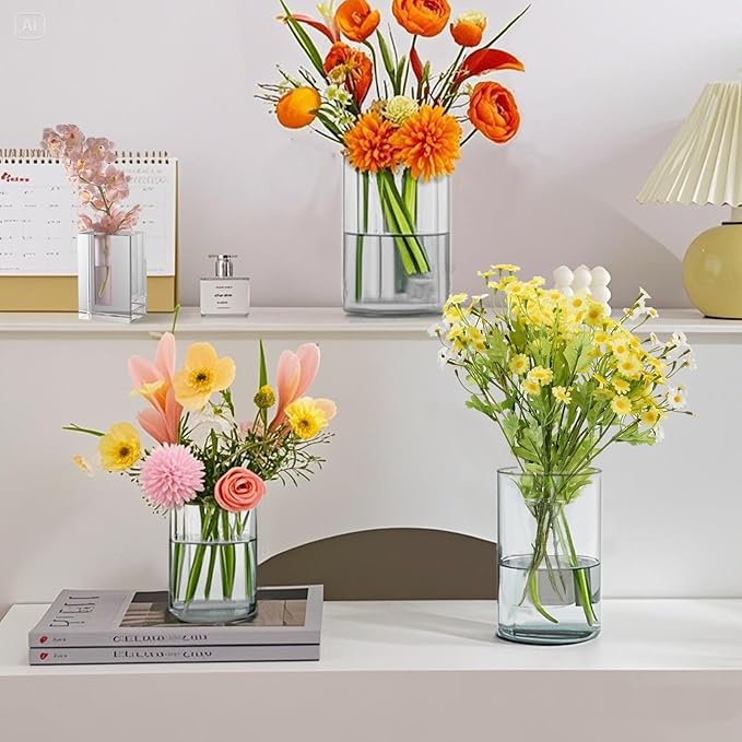 80pcs Glass Vase Cylinder Vases for Centerpieces Small Flower Glass Clear Vases Home Decor Centerpiece Table Flower Vase Decorations for Wedding Decoration＆Holiday Mixed Sizes Tall