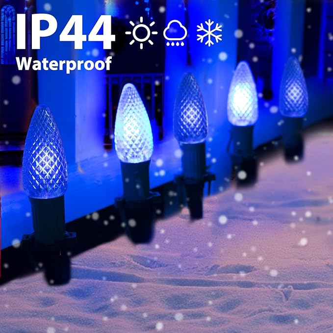 Brightown Strawberry C9 Christmas String Lights Outdoor - 25.7FT 20 LED Pathway, Connectable C9 Walkway, Waterproof Decoration for Lawn Outside - Blue & Pure White