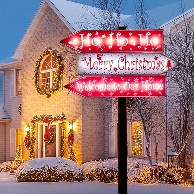 pearlstar Christmas Solar Pathway Stake Lights Decorations - 24 White LED Solar Outdoor Lights Waterproof Yard Landscape Sign Pathway Markers for Xmas Patio Garden Home Decor