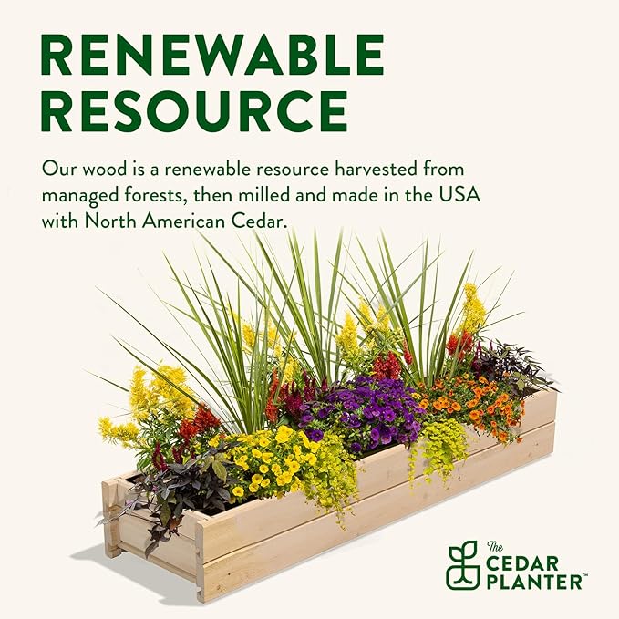 Greenes Fence Cedar Wood Planter Box with Rail Mount Brackets, 46" x 11" x 7" - Made in USA with North American Cedar