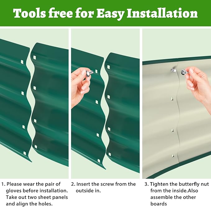 Oval Galvanized Planter Box, Metal Raised Garden Bed - 0.8MM Thick- Ideal for Outdoor Gardening and Planting of Vegetables Flowers Fruits Succulent Plants and Others (Dark Green, 5X2.7X1FT)