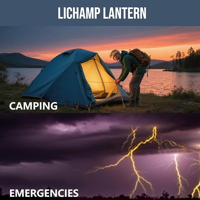 Lichamp Collapsible LED Camping Lantern, Portable Lightweight Waterproof LED Flashlight, 4 Light Modes, Survival Kits for Indoor Outdoor Home Emergency Power Outages Hiking Hurricane, 2 Pack, Medium