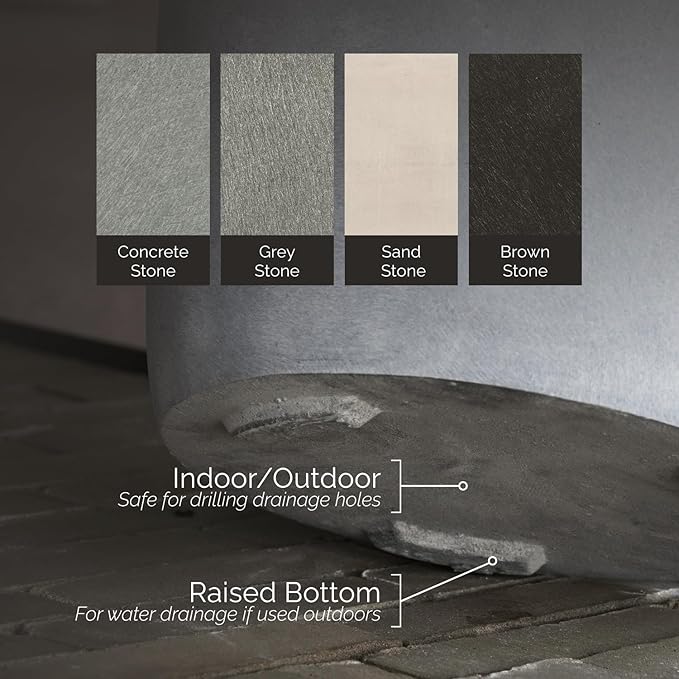 Reglito Cube Planter – Fiberglass Indoor/Outdoor and Weather-Resistant Large Planter (Concrete Stone, 35.4" L x 35.4" W x 36" H)