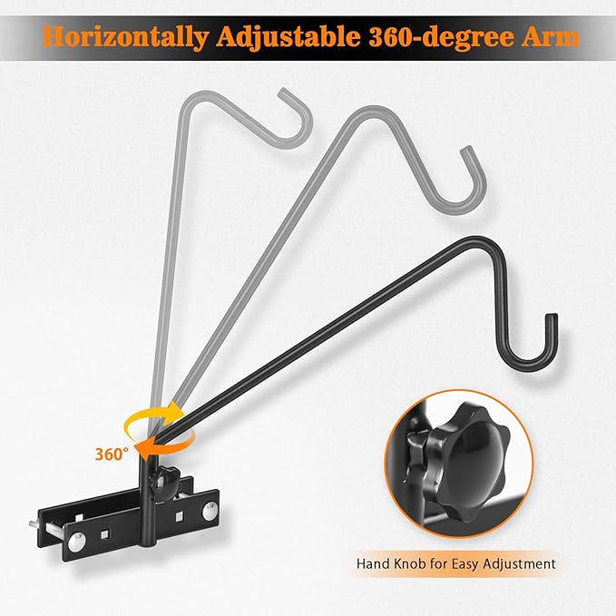 FEED GARDEN Upgraded 2 Pack 13.5 Inch Deck Hooks for Railing, Adjustable Deck Hangers, 360 Degree Swivel, for Hang Humming Bird Feeders,Lanterns, Wind Chimes, Flower Basket and Suet Baskets