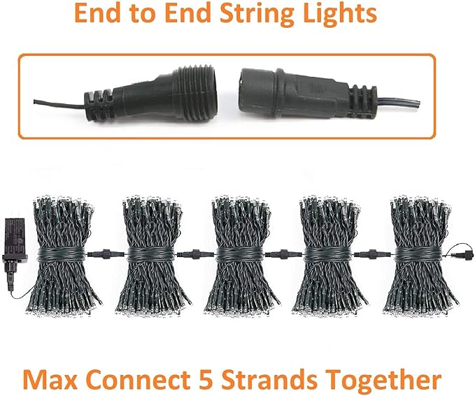 OZS 2PACK 164ft 400LED Extendable Blue Christmas String Lights Indoor/Outdoor, Waterproof 8 Modes Green Wire Christmas Tree Lights for Wedding Christmas Decorations (Blue Light)