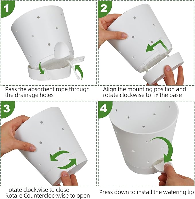 Orchid Pots with Holes, 6 Inch Self Watering Orchid Pot 2 Pack Plastic Plant Pots for Orchid, Flower (White)