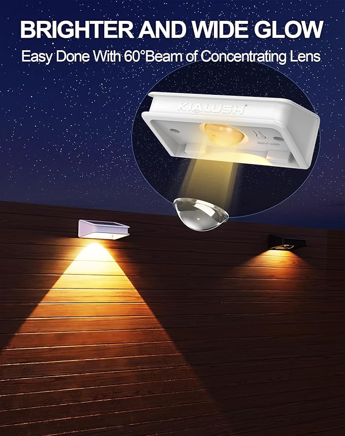 20 Pack Solar Fence Lights 3 Modes, 9 Colors Outdoor Fence Light, Waterproof IP 65 Solar Wall Light, 35lm Outdoor Lights for Step, Stair, Deck, Wall, Patio, Walkway, Porch