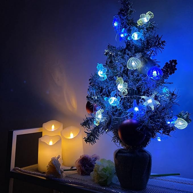 JASHIKA Solar Power Outdoor Coastal String Lights Garden Fence