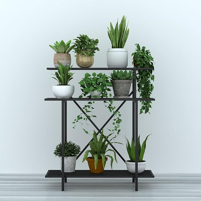 Zhongma 3 Tier Sturdy Plant Stand Space-Saving Heavy Duty Plant Holder for Home Indoor and Outdoor, L35.43 xW17.32 x H39.37 inch, 660 LBS Capacity & Heavy Duty Construction. …