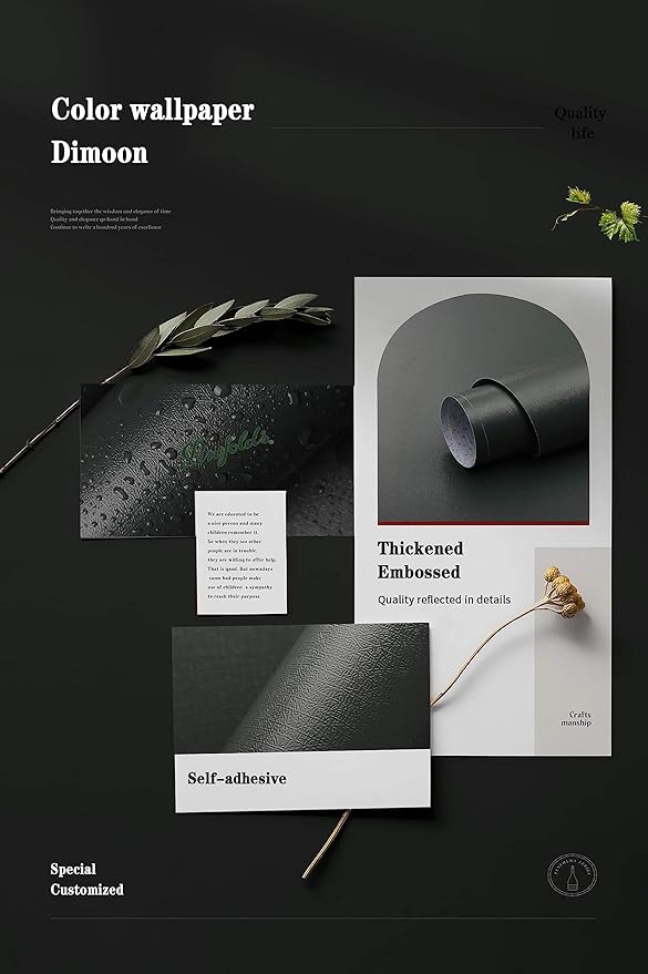 Dimoon 236''x17.7'' Dark Green Peel and Stick Wallpaper Contact Paper Modern Self Adhesive Wall Paper Removable Renter Friendly Textured Solid Color Shelf Vinyl Roll (236''x17.7'',Black Jadeite)