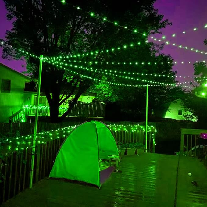 QITONG 4 Pack Green Solar Fairy Lights, Each 33ft 100 LED String Lights Outdoor Waterproof, 8 Modes Green Solar Light
