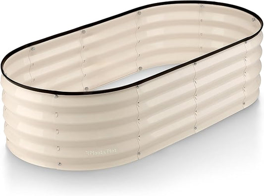 Galvanized Raised Garden Beds Outdoor // 4×2×1 ft Planter Raised Beds for Gardening, Vegetables, Flowers // Large Metal Garden Box (White) // Patented Tool-Free Design