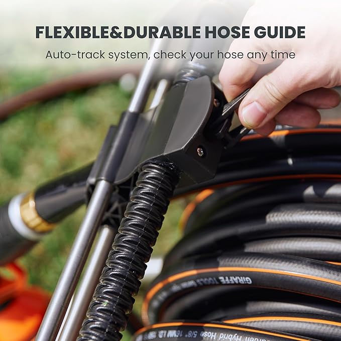 Giraffe Tools Garden Hose Reel Cart with Wheels, Stainless Steel Heavy Duty Water Hose Reel Cart, 200 ft of 1/2 Capacity, Mobile for Outside