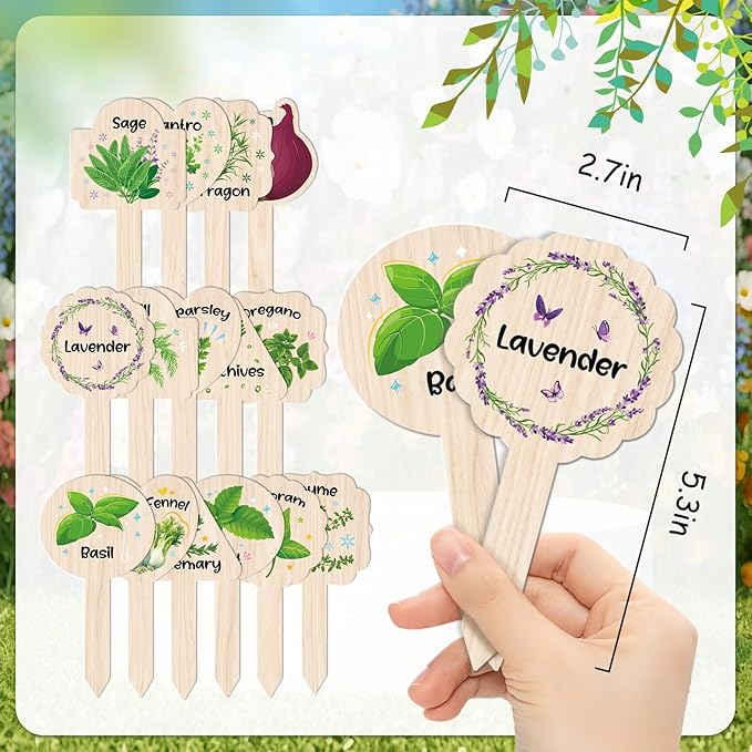 Plant Label Signs- 15PACK Herb Garden Markers, Plant Labels for Outdoor Garden Waterproof, Plant Tags with Names, Indoor Patio Tags for Succulent Flowers Greenery Seedling