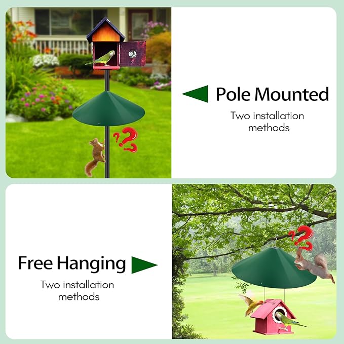 24-inch Large Outdoor Squirrel Baffles for Bird Feeders Pole, Squirrel Baffle with Metal Frame, Squirrel Guard for Bird Houses, Two Way Use, Green Color