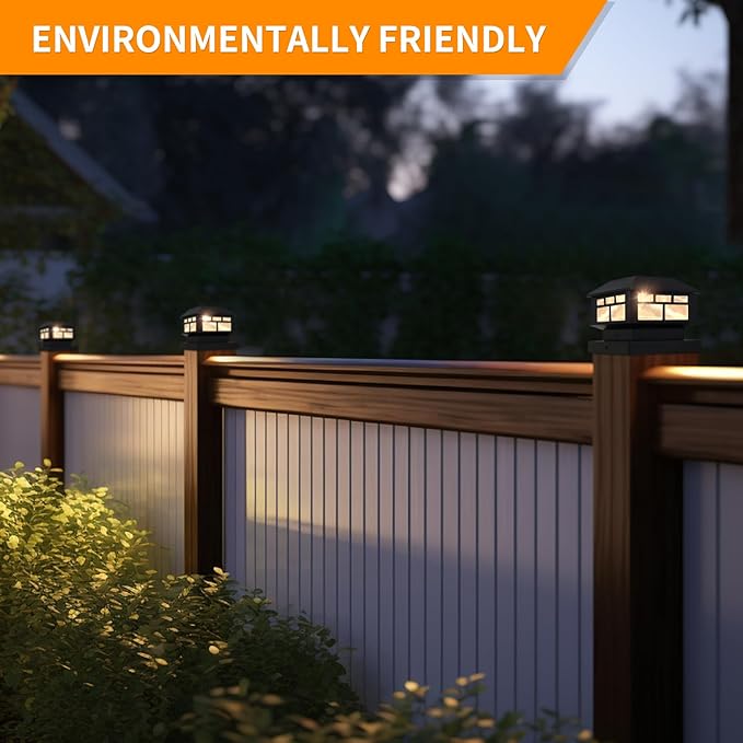 Solar Post Lights Outdoor, 20LM Fence Post Cap Lights,Waterproof, 2 Light Modes, Fit 3.5x3.5in 4x4in 5x5in Wooden Post, Solar Power Deck Lights for Garden Deck Patio Decoration（Black 4Pack）